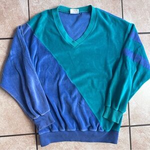 Vintage Colorblock Vneck pullover sweatshirt